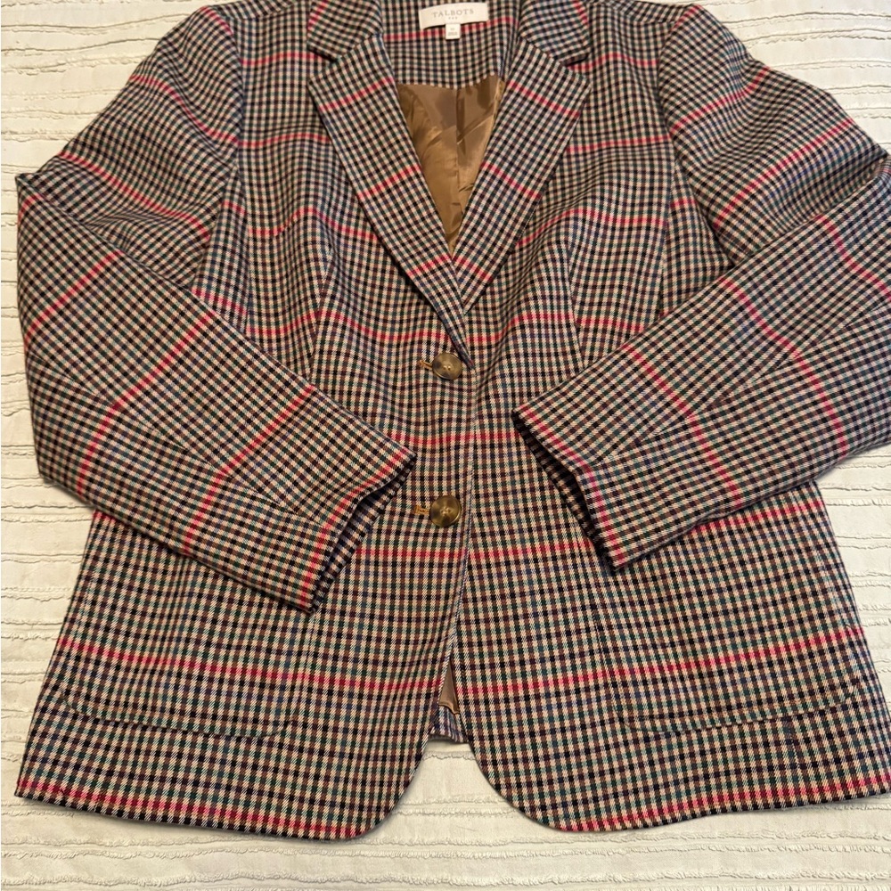 Talbots Red and Black Checkered Blazer